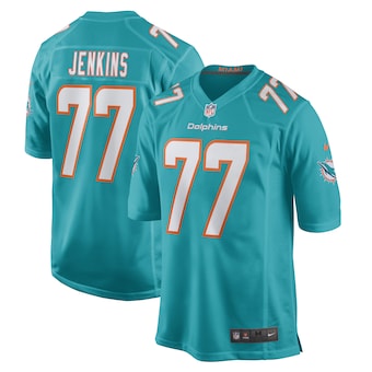 mens nike john jenkins aqua miami dolphins game player jerse